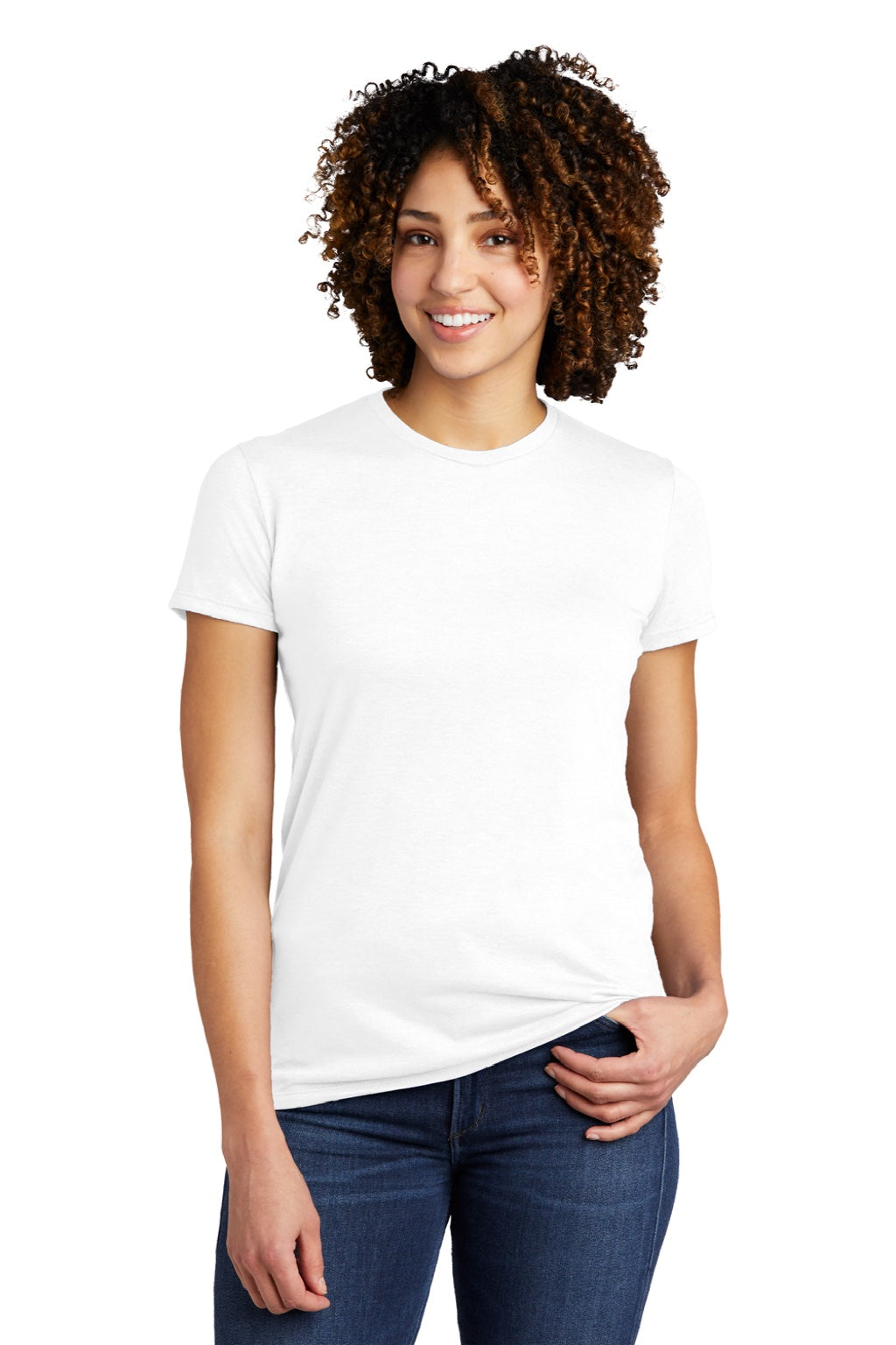 Allmade AL2008 Womens Short Sleeve Crewneck T-Shirt Bright White Model Front