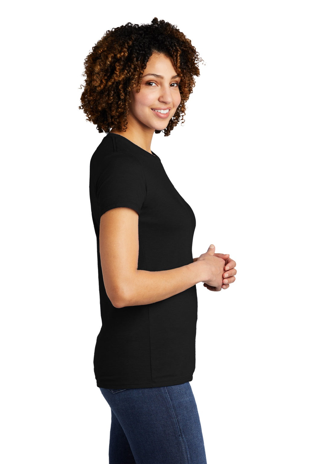 Allmade AL2008 Womens Short Sleeve Crewneck T-Shirt Deep Black Model Side