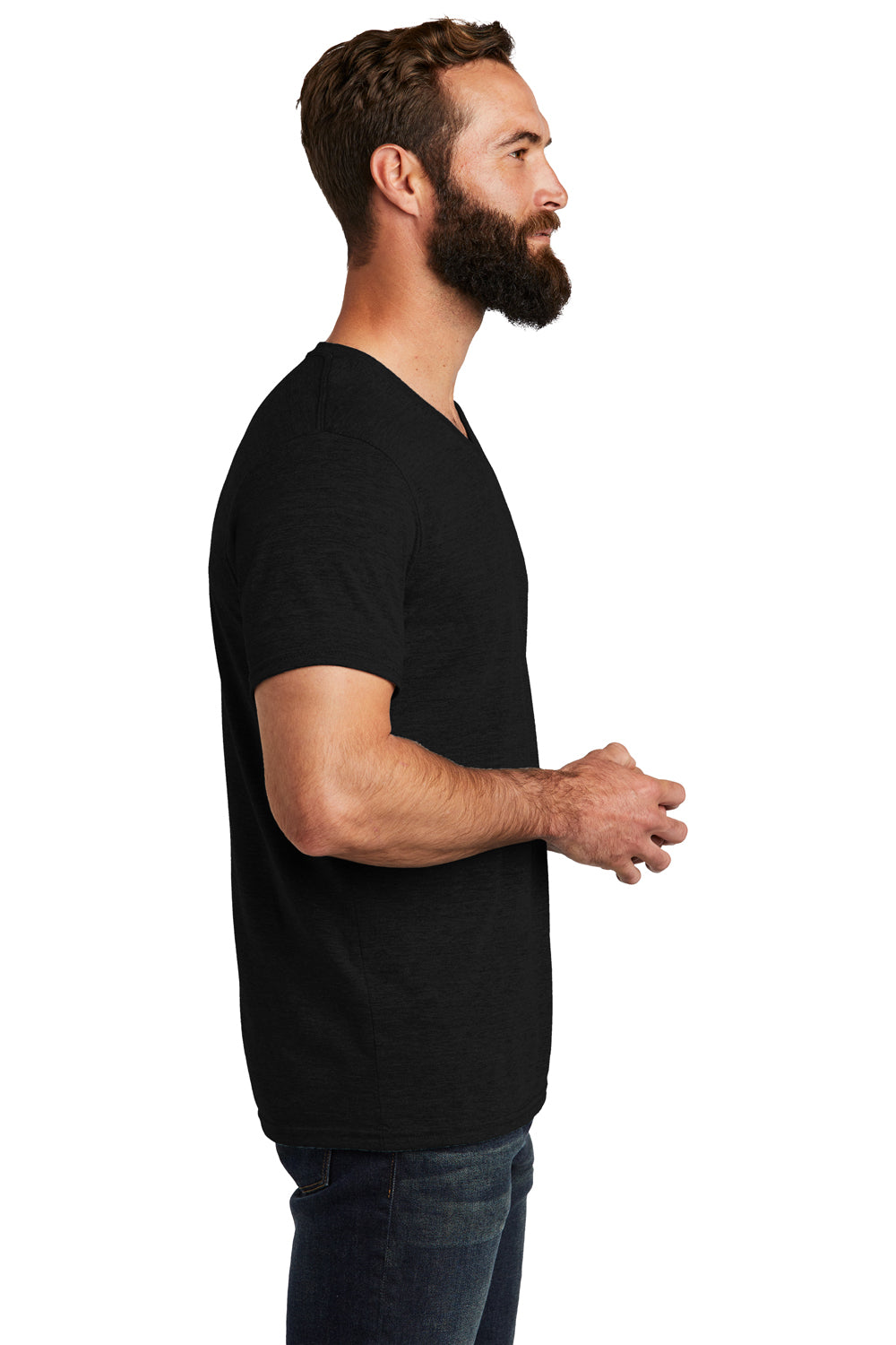 Allmade AL2014 Mens Short Sleeve V-Neck T-Shirt Deep Black Model Side