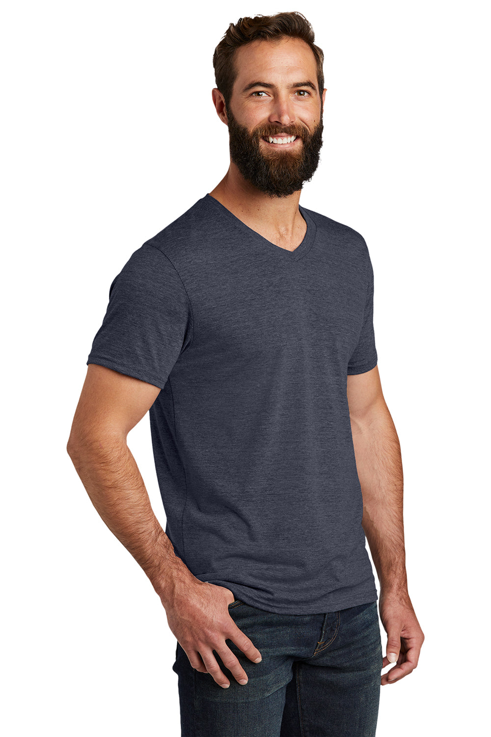 Allmade AL2014 Mens Short Sleeve V-Neck T-Shirt Rebel Blue Model 3Q