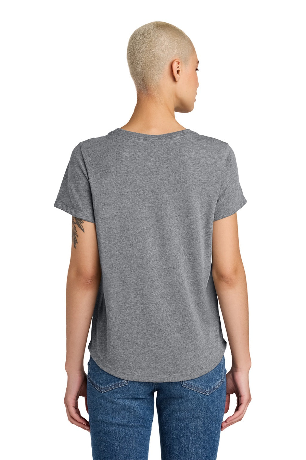 Allmade AL2015 Womens Short Sleeve Scoop Neck T Shirt Aluminum Grey Model Back