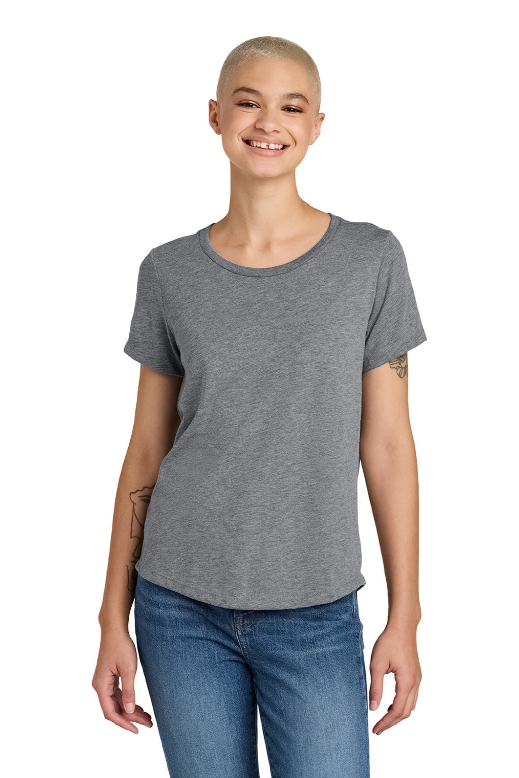 Allmade AL2015 Womens Short Sleeve Scoop Neck T Shirt Aluminum Grey Model Front