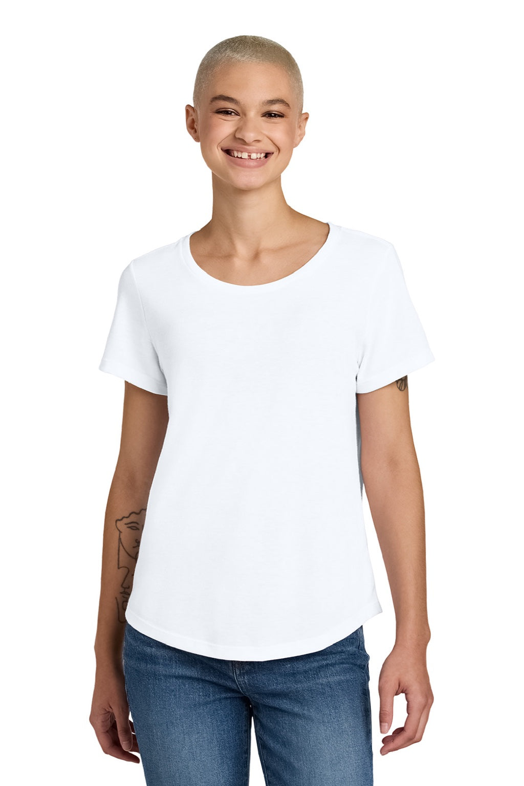 Allmade AL2015 Womens Short Sleeve Scoop Neck T Shirt Bright White Model Front