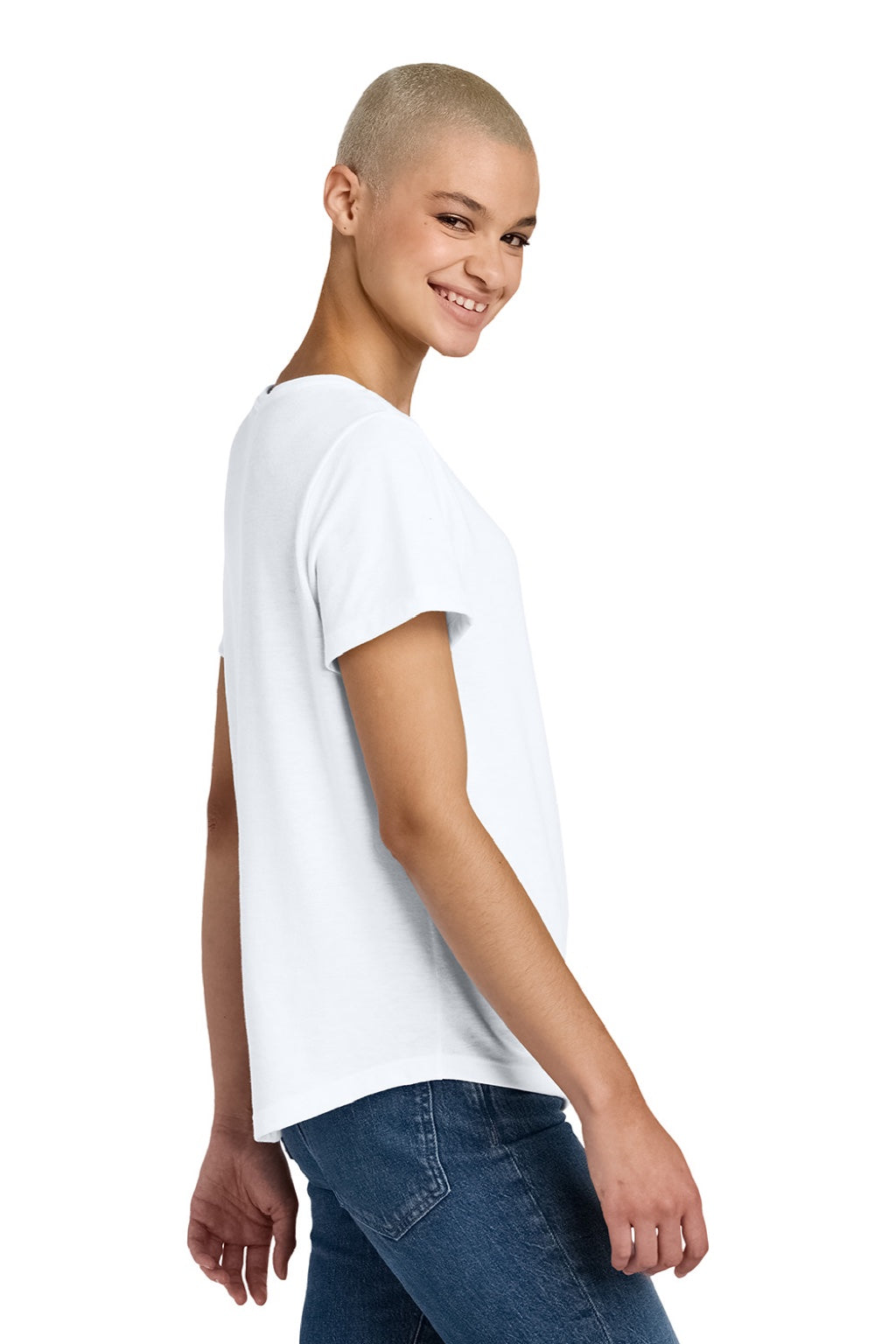 Allmade AL2015 Womens Short Sleeve Scoop Neck T Shirt Bright White Model Side