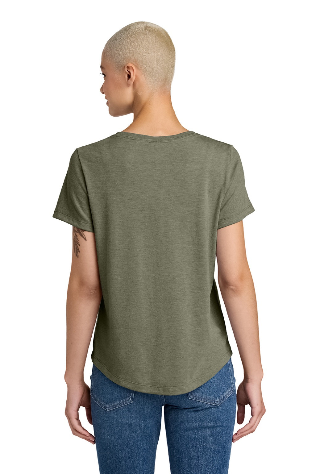 Allmade AL2015 Womens Short Sleeve Scoop Neck T Shirt Olive You Green Model Back