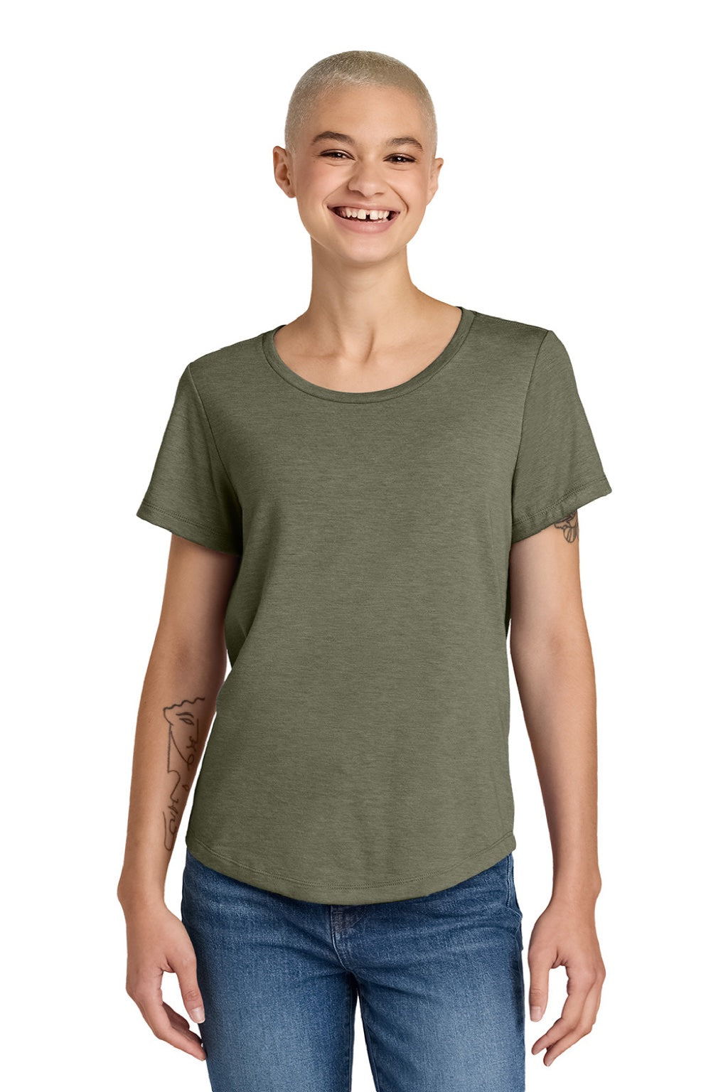 Allmade AL2015 Womens Short Sleeve Scoop Neck T Shirt Olive You Green Model Front