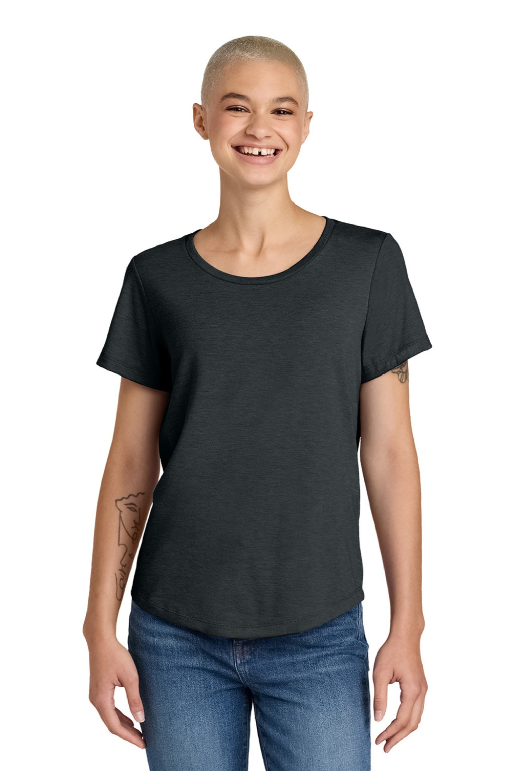 Allmade AL2015 Womens Short Sleeve Scoop Neck T Shirt Space Black Model Front