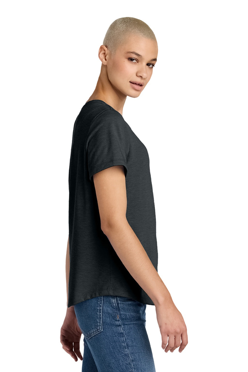 Allmade AL2015 Womens Short Sleeve Scoop Neck T Shirt Space Black Model Side