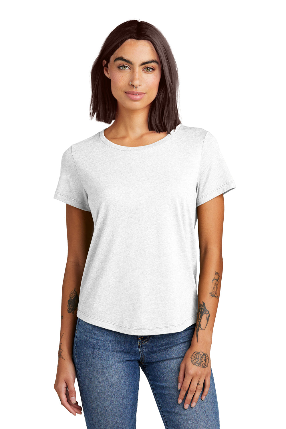 Allmade AL2015 Womens Short Sleeve Scoop Neck T Shirt Fairly White Model Front