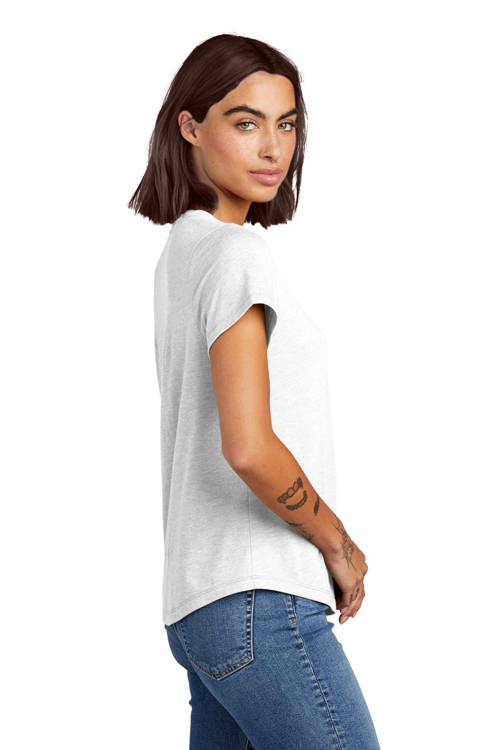 Allmade AL2015 Womens Short Sleeve Scoop Neck T Shirt Fairly White Model Side