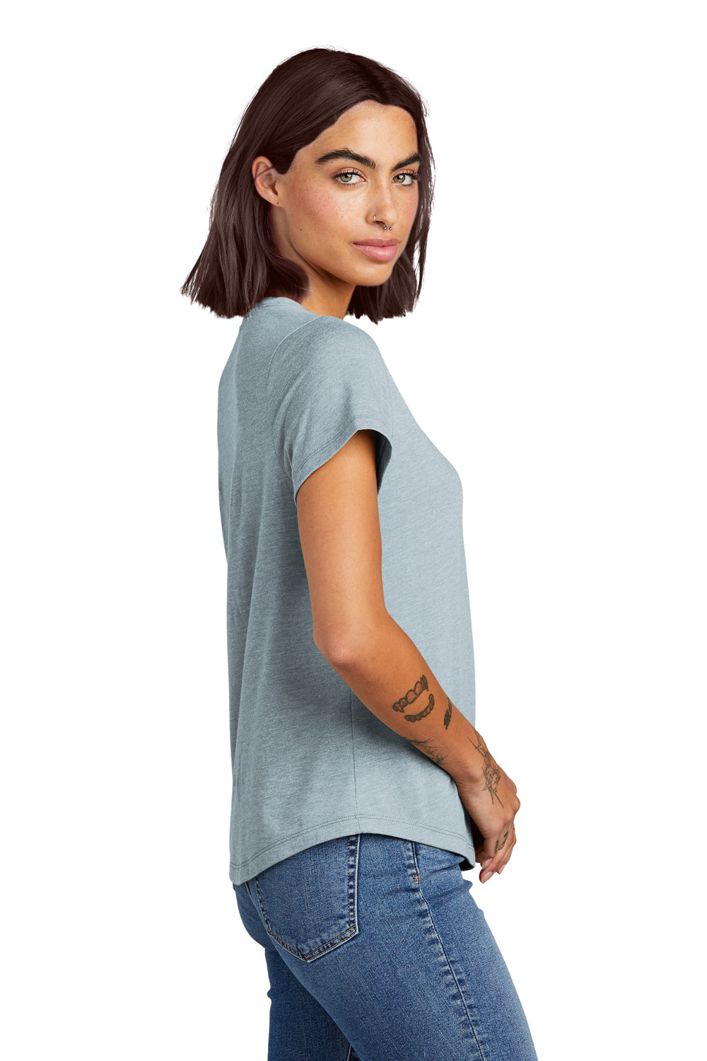 Allmade AL2015 Womens Short Sleeve Scoop Neck T Shirt I Like You Blue Model Side