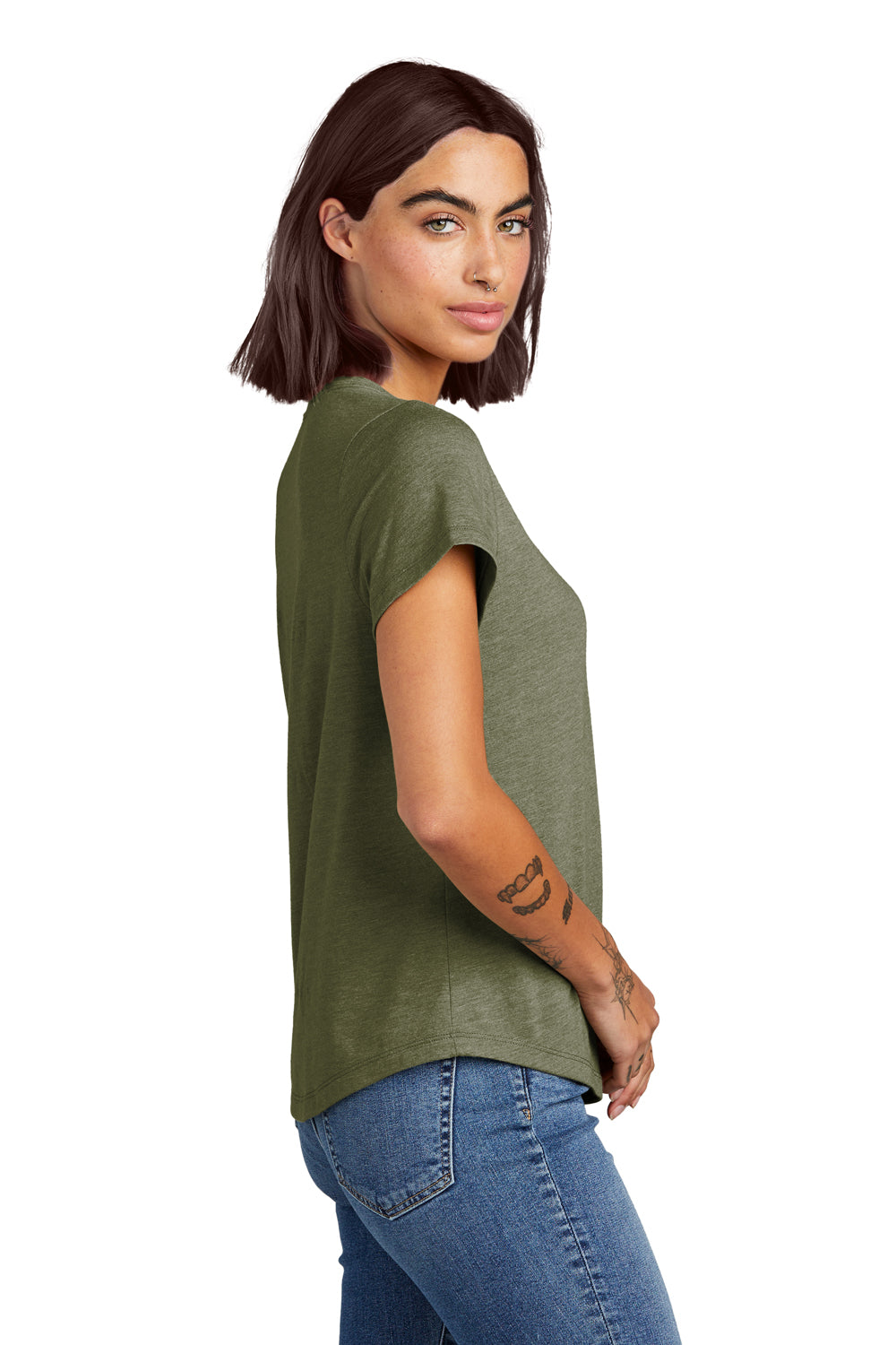 Allmade AL2015 Womens Short Sleeve Scoop Neck T Shirt Olive You Green Model Side
