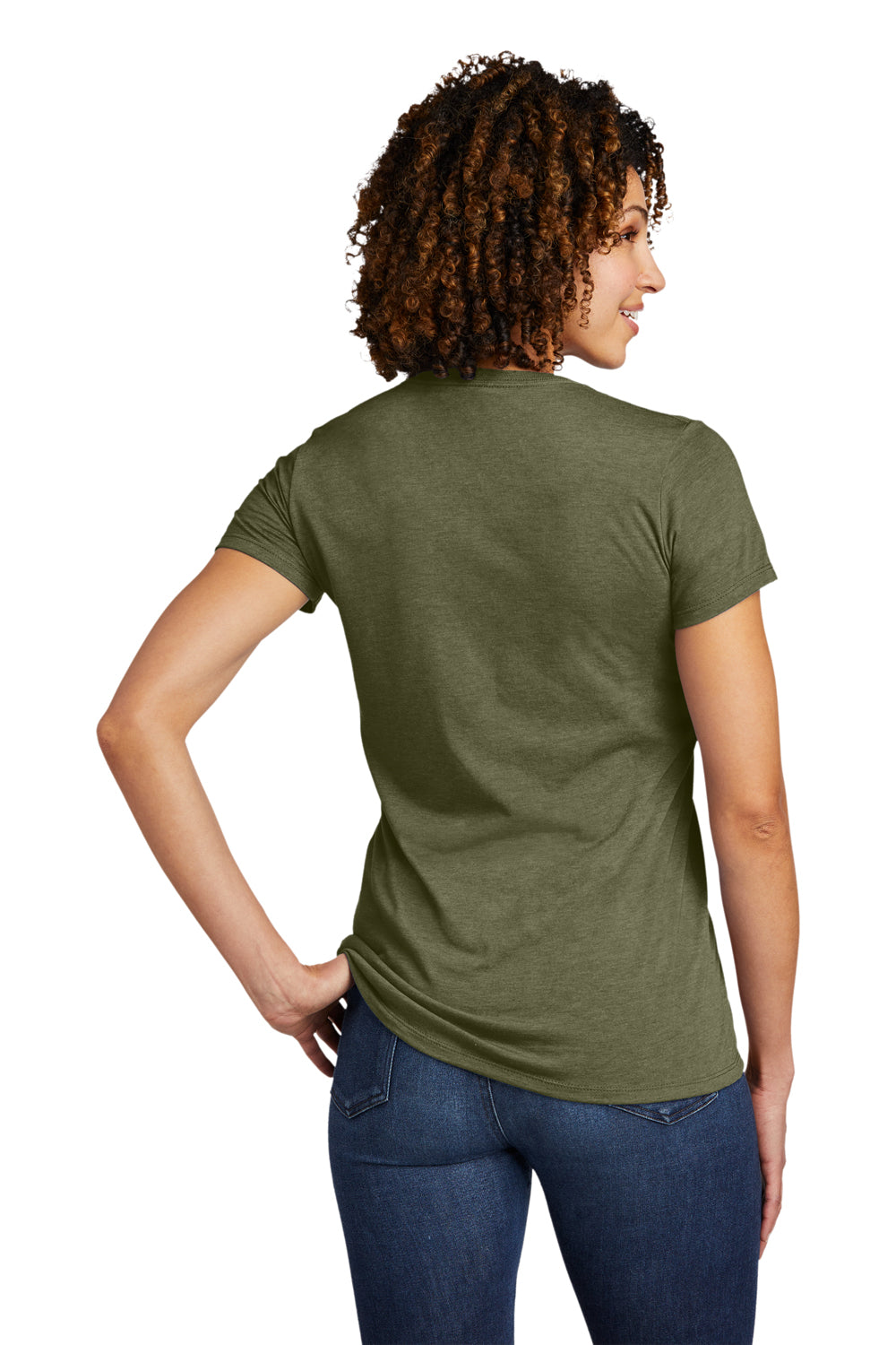 Allmade AL2018 Womens Short Sleeve V-Neck T-Shirt Olive You Green Model Back