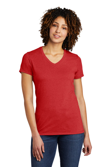 Allmade AL2018 Womens Short Sleeve V-Neck T-Shirt Rise Up Red Model Front