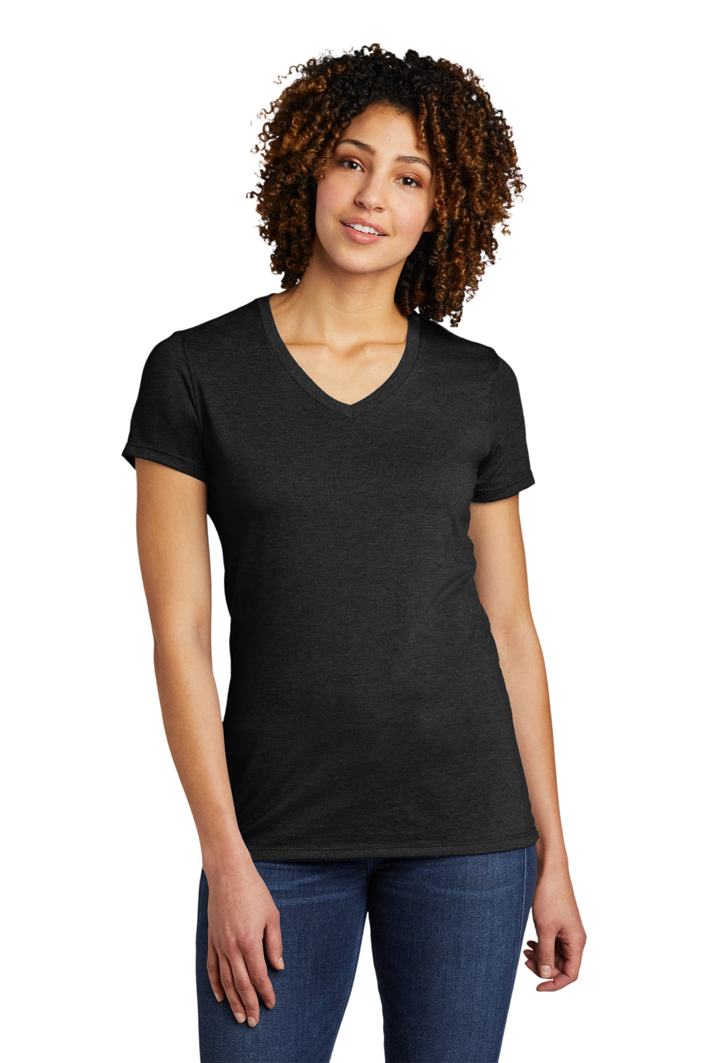 Allmade AL2018 Womens Short Sleeve V-Neck T-Shirt Space Black Model Front