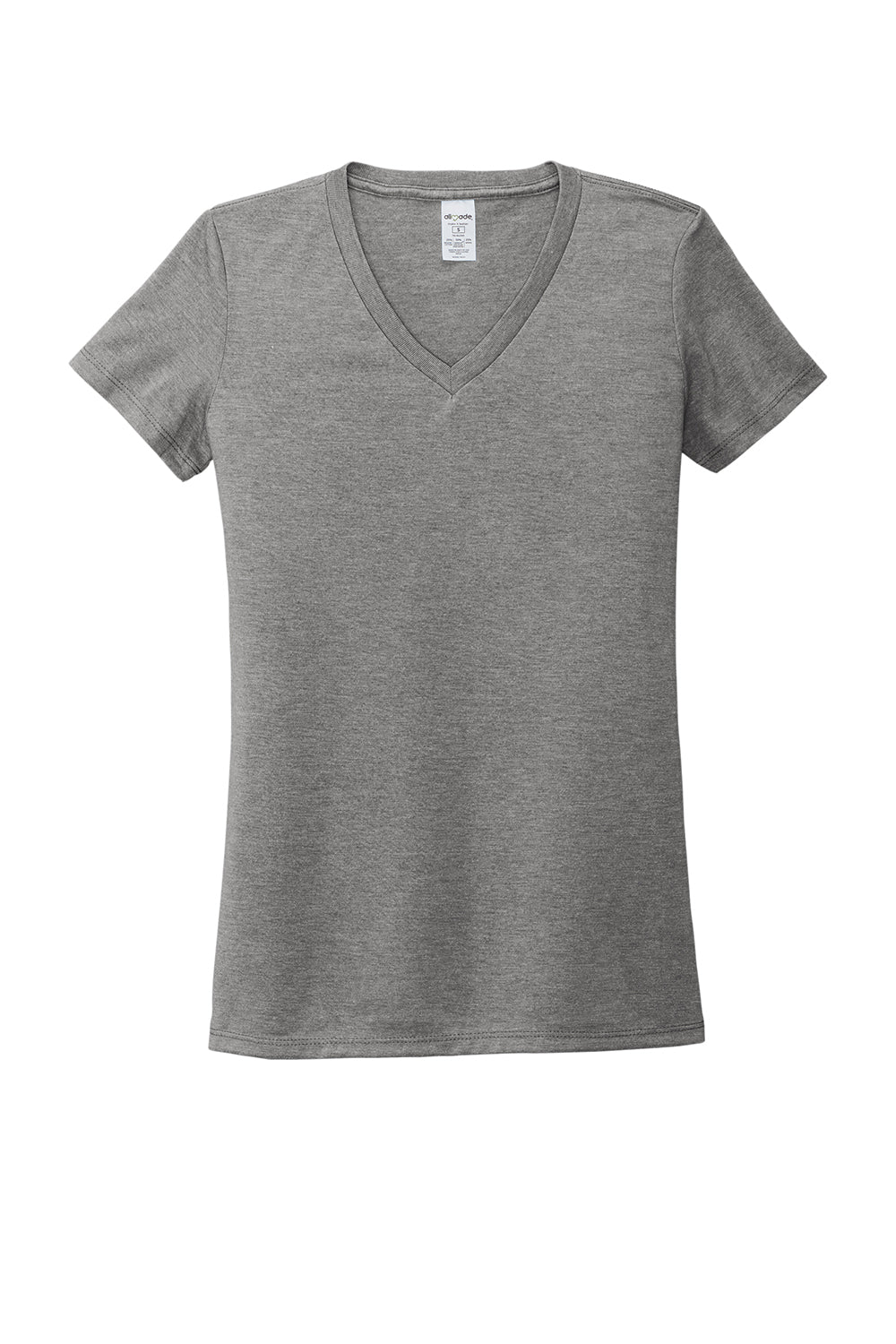 Allmade AL2018 Womens Short Sleeve V-Neck T-Shirt Aluminum Grey Flat Front