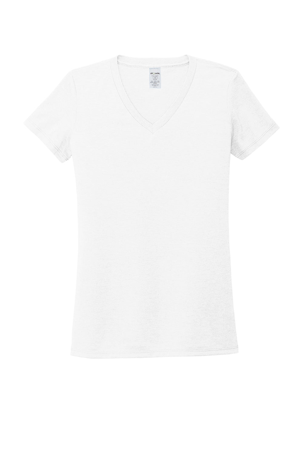 Allmade AL2018 Womens Short Sleeve V-Neck T-Shirt Bright White Flat Front