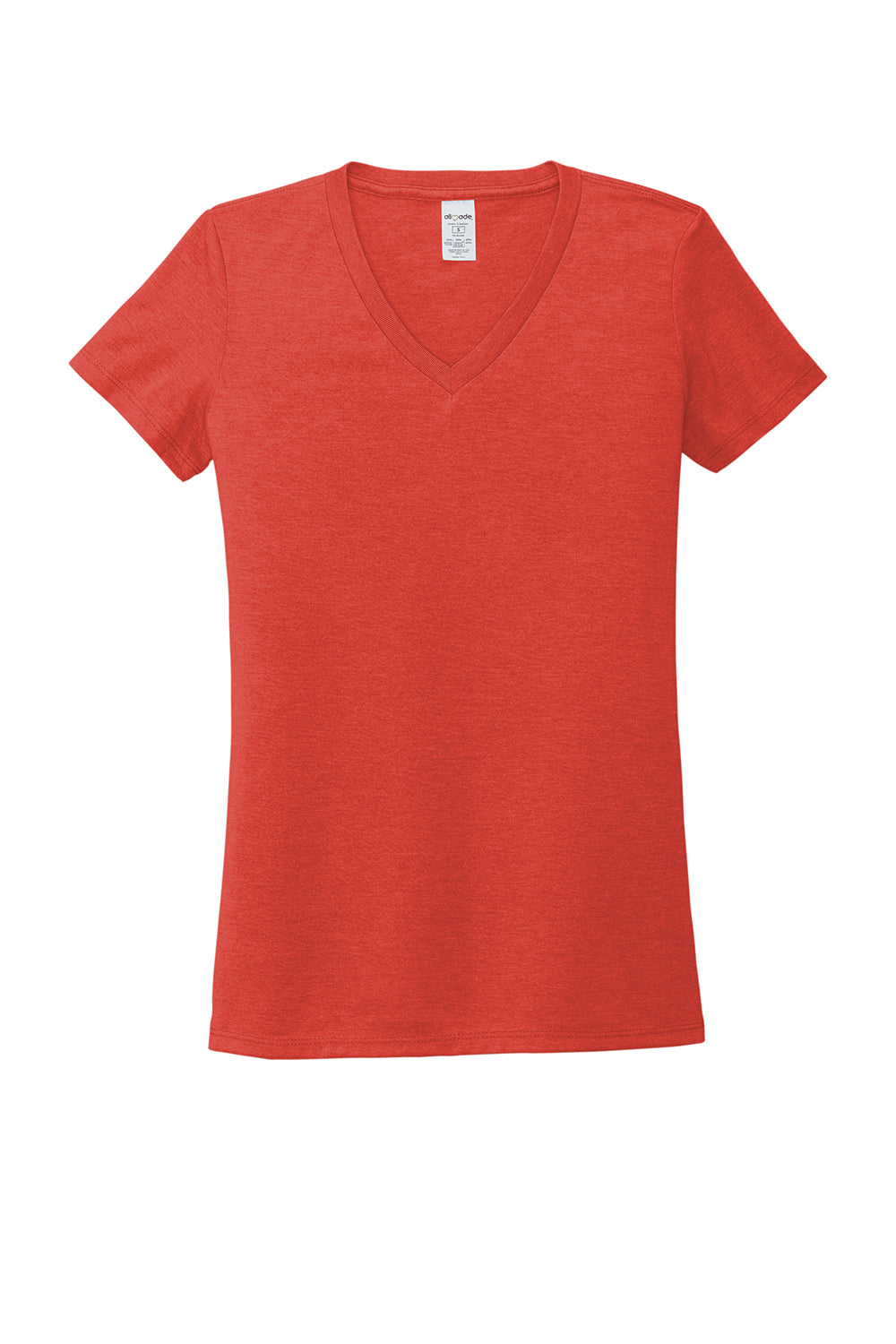 Allmade AL2018 Womens Short Sleeve V-Neck T-Shirt Desert Sun Red Flat Front