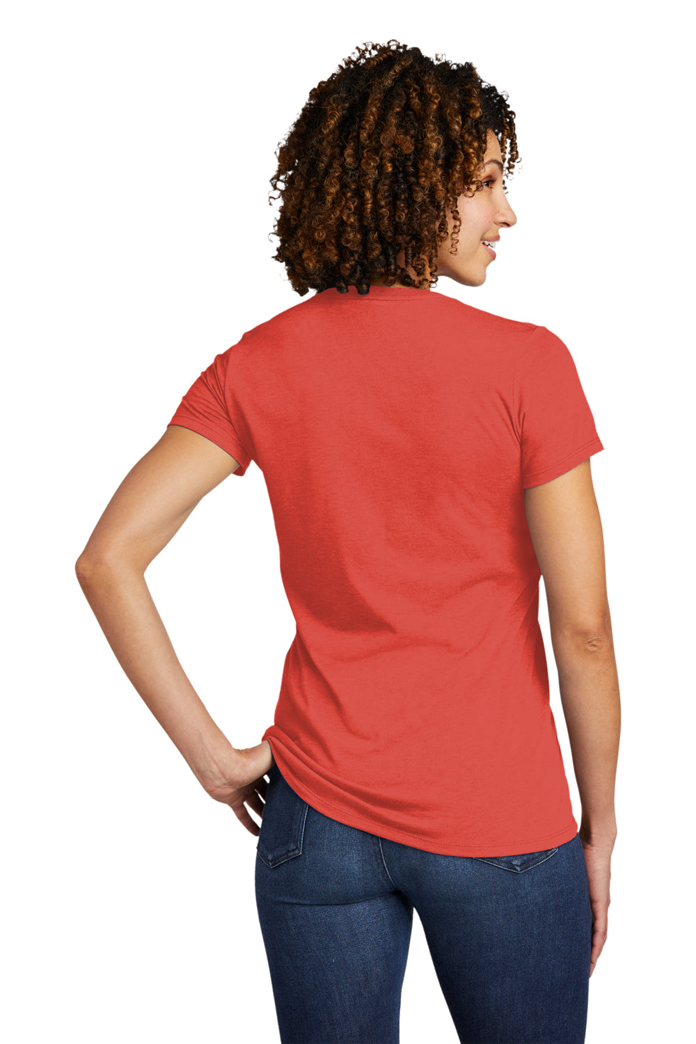 Allmade AL2018 Womens Short Sleeve V-Neck T-Shirt Desert Sun Red Model Back