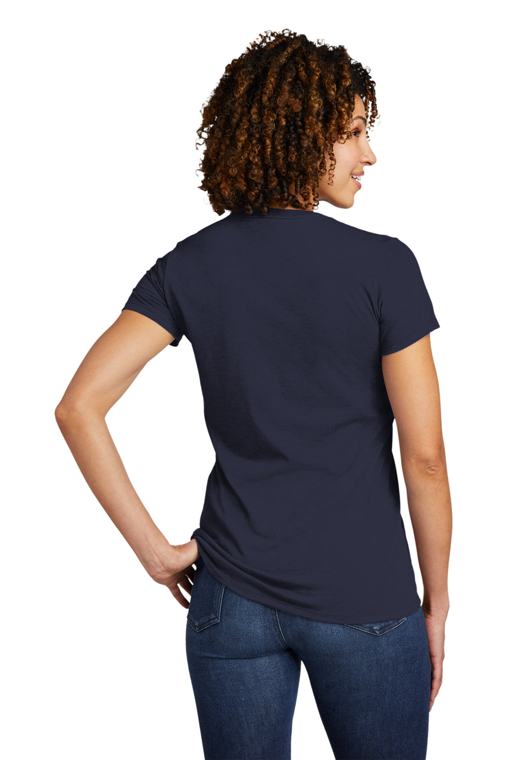 Allmade AL2018 Womens Short Sleeve V-Neck T-Shirt Night Sky Navy Blue Model Back