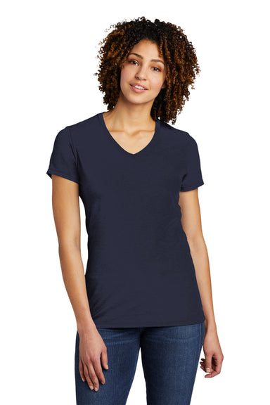 Allmade AL2018 Womens Short Sleeve V-Neck T-Shirt Night Sky Navy Blue Model Front