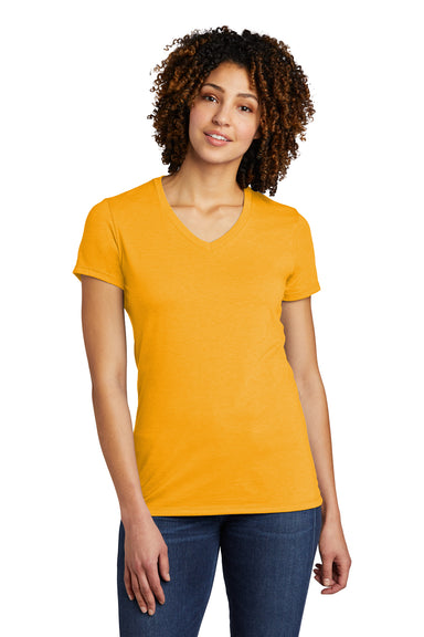 Allmade AL2018 Womens Short Sleeve V-Neck T-Shirt Orange You Fancy Model Front