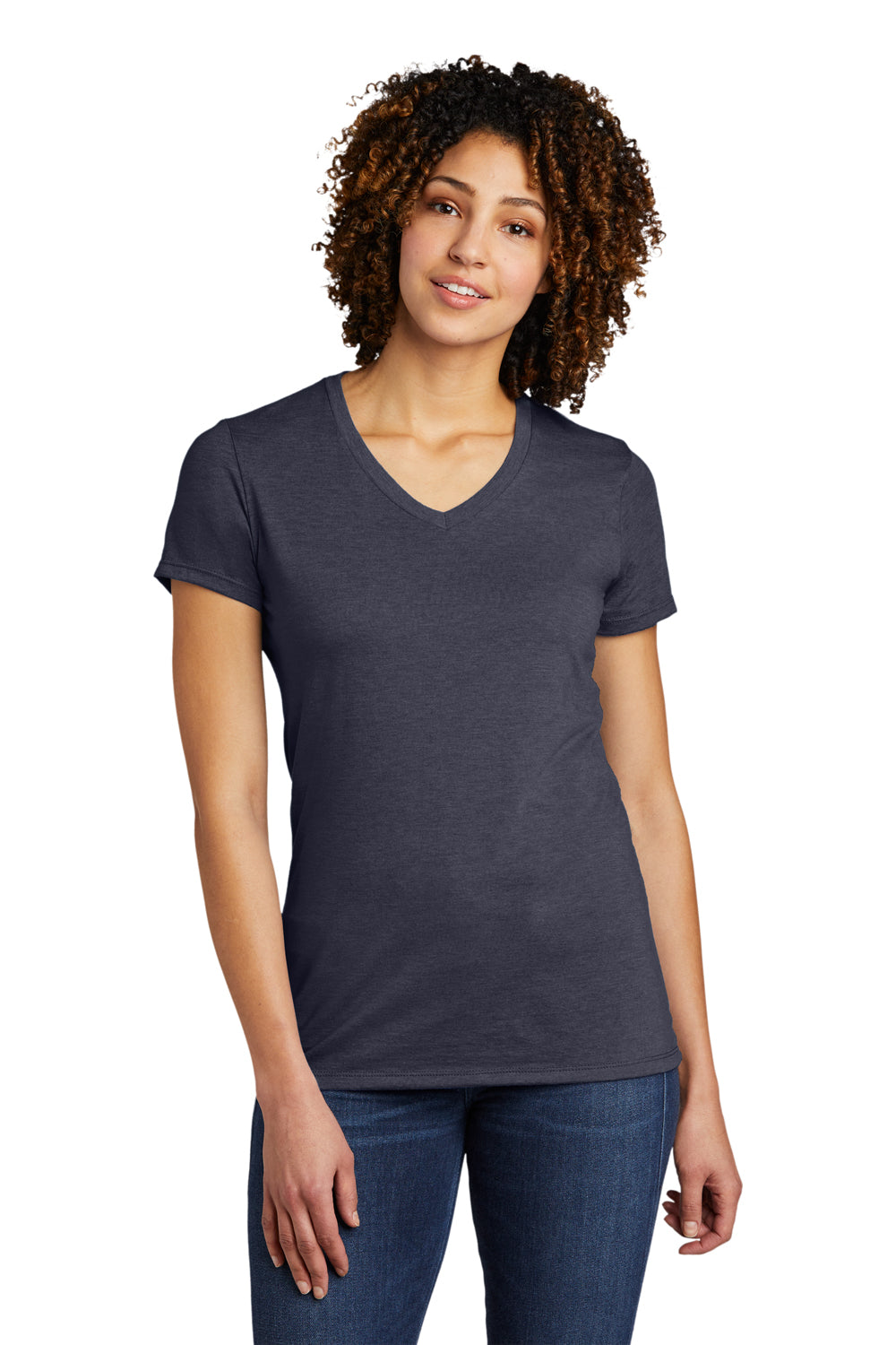 Allmade AL2018 Womens Short Sleeve V-Neck T-Shirt Rebel Blue Model Front
