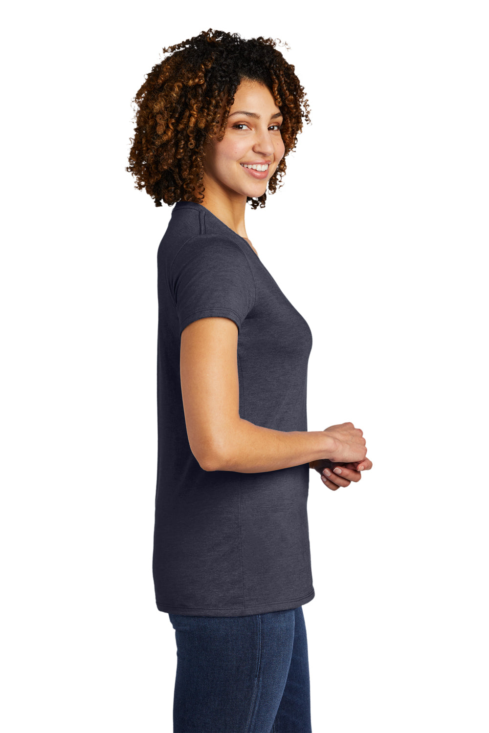 Allmade AL2018 Womens Short Sleeve V-Neck T-Shirt Rebel Blue Model Side