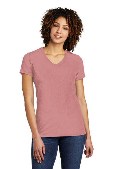 Allmade AL2018 Womens Short Sleeve V-Neck T-Shirt Vintage Rose Pink Model Front