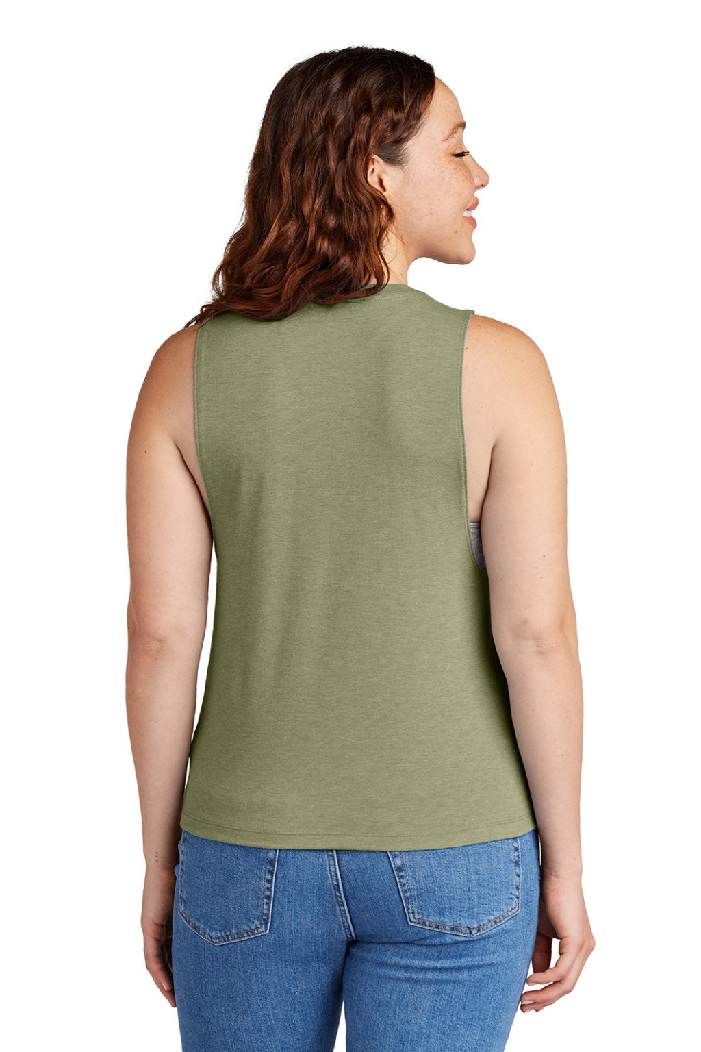Allmade AL2020 Womens Muscle Tank Top Olive You Green Model Back