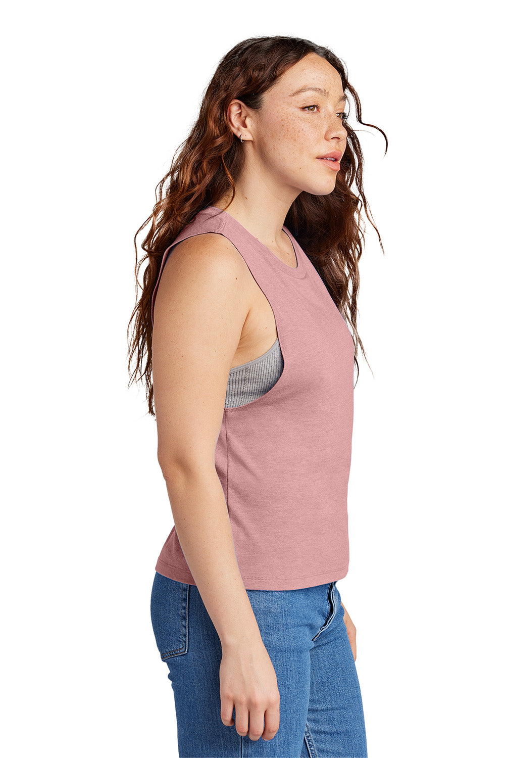 Allmade AL2020 Womens Muscle Tank Top Vintage Rose Pink Model Side