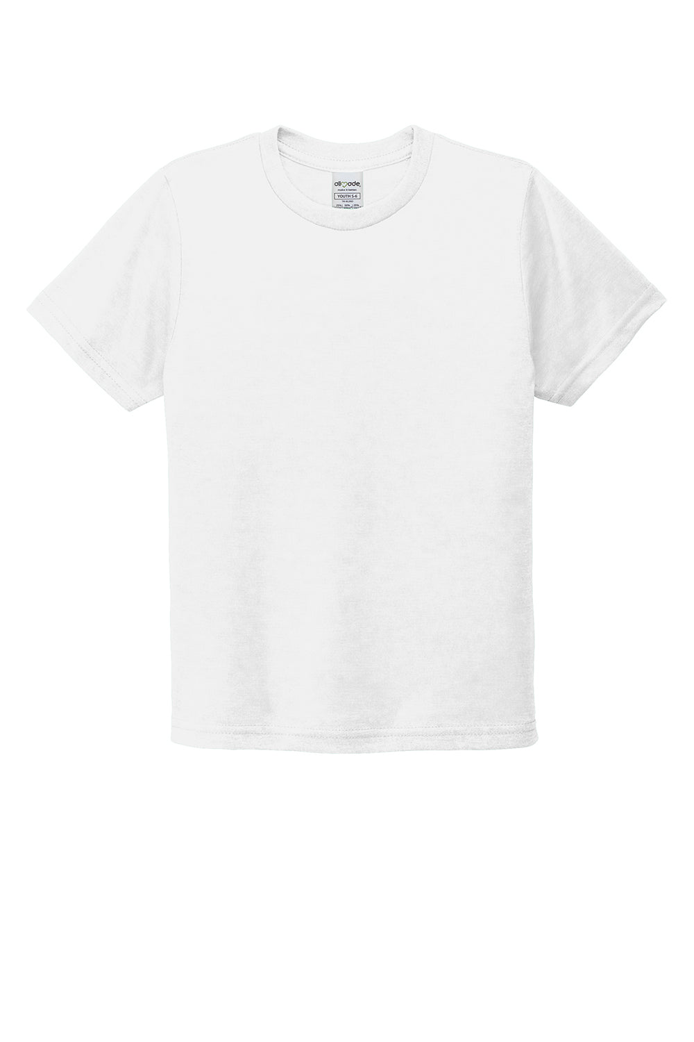 Allmade AL207 Youth Short Sleeve Crewneck T-Shirt Bright White Flat Front
