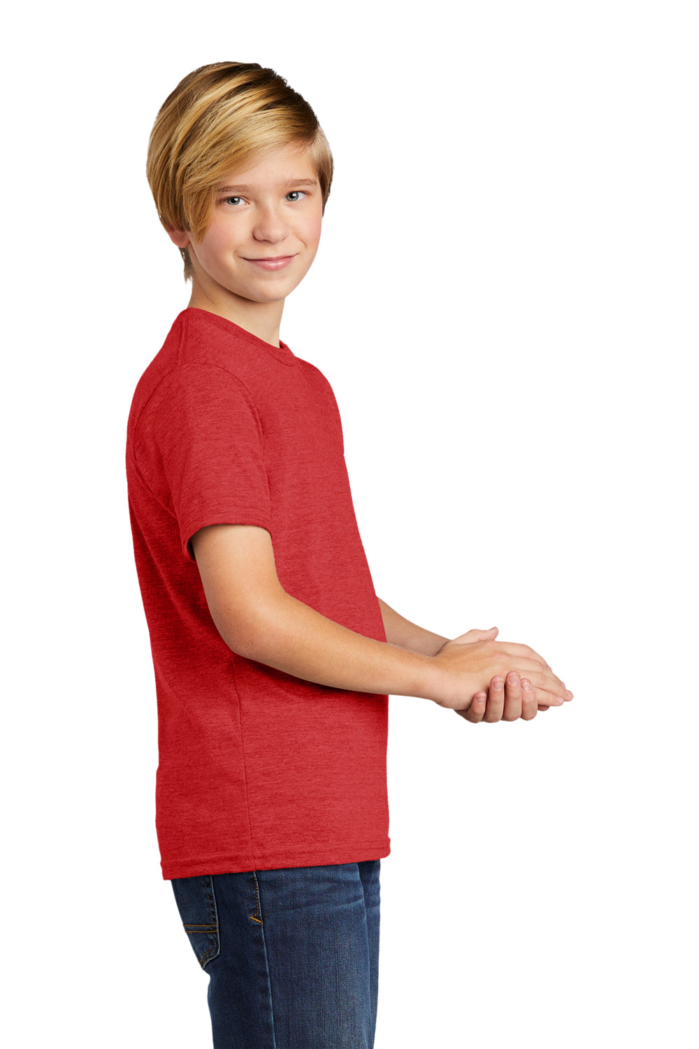 Allmade AL207 Youth Short Sleeve Crewneck T-Shirt Rise Up Red Model Side