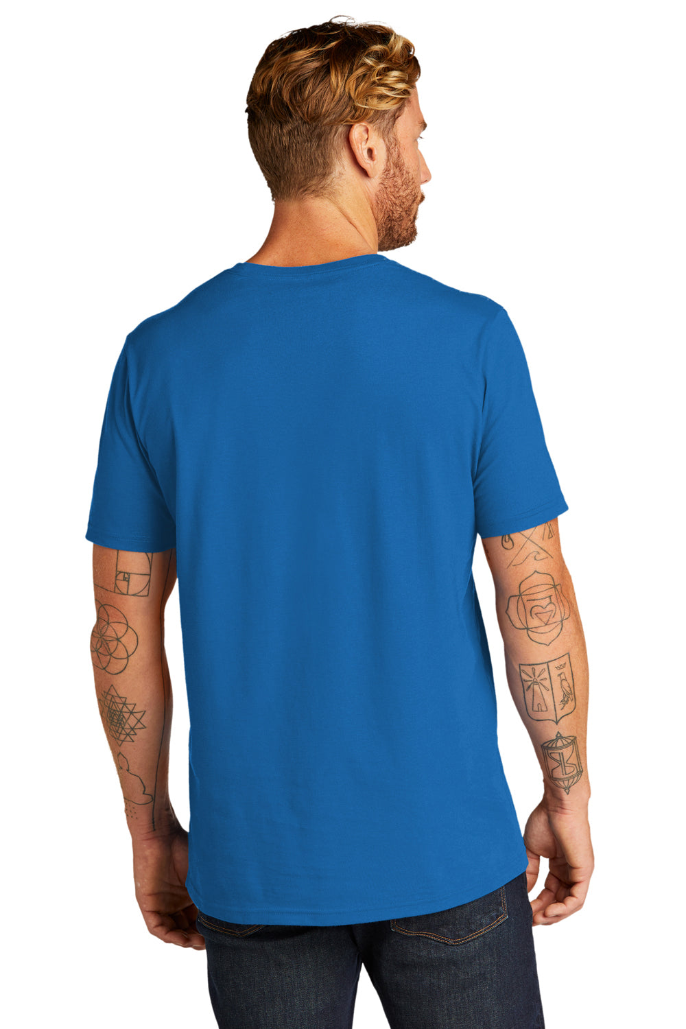 Allmade AL2100 Mens Organic Short Sleeve Crewneck T-Shirt Beacon Blue Model Back