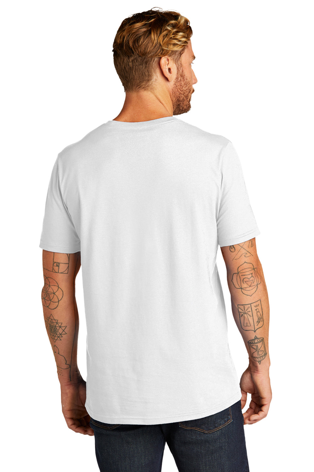 Allmade AL2100 Mens Organic Short Sleeve Crewneck T-Shirt Bright White Model Back