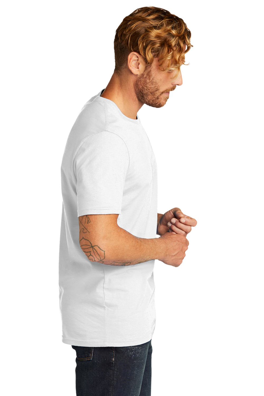 Allmade AL2100 Mens Organic Short Sleeve Crewneck T-Shirt Bright White Model Side