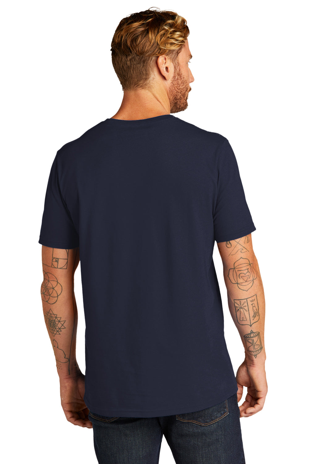 Allmade AL2100 Mens Organic Short Sleeve Crewneck T-Shirt Night Sky Navy Blue Model Back