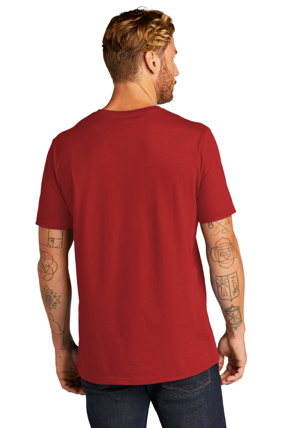 Allmade AL2100 Mens Organic Short Sleeve Crewneck T-Shirt Revolution Red Model Back