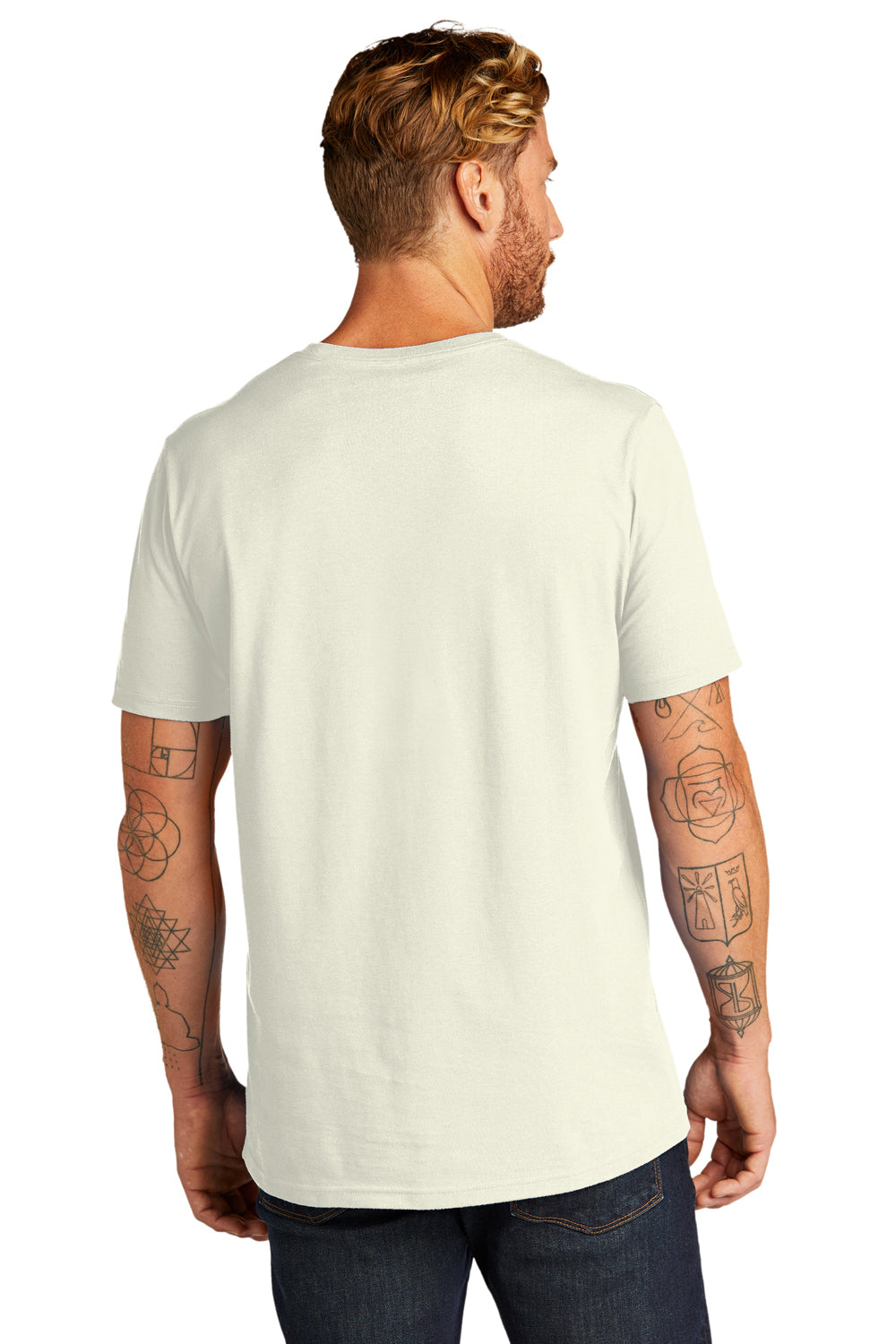 Allmade AL2100 Mens Organic Short Sleeve Crewneck T-Shirt White Sand Model Back