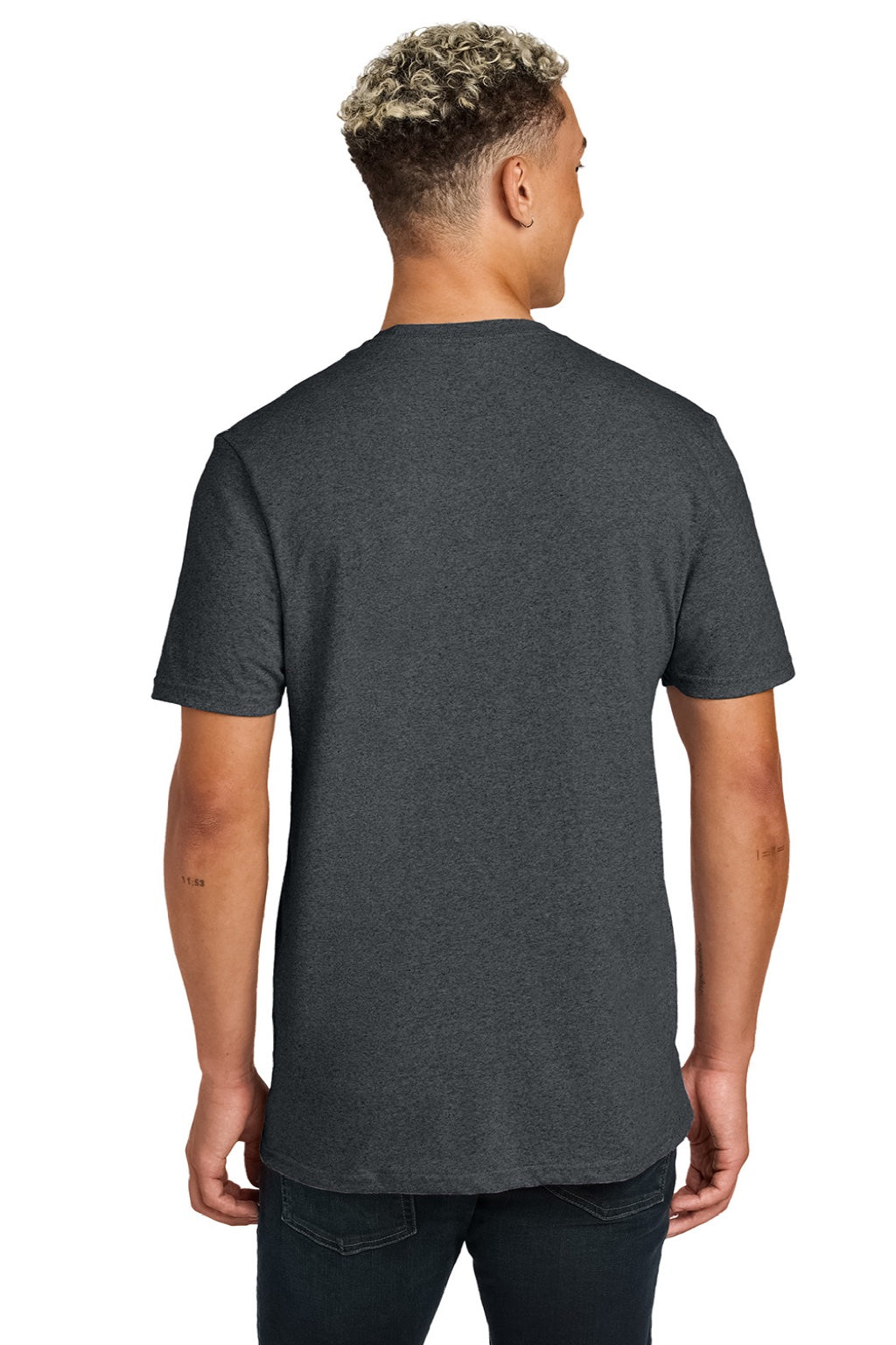 Allmade AL2300 Mens Recycled Short Sleeve Crewneck T-Shirt Heather Charcoal Grey Model Back