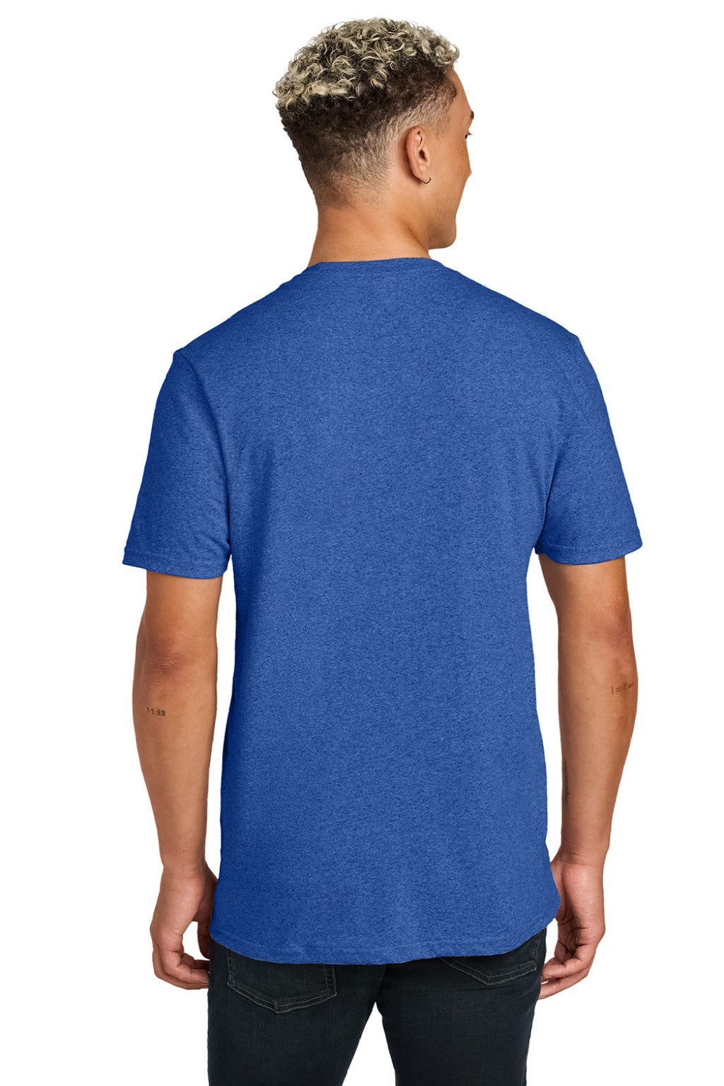 Allmade AL2300 Mens Recycled Short Sleeve Crewneck T-Shirt Heather Royal Blue Model Back