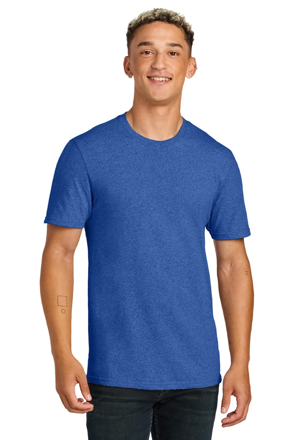 Allmade AL2300 Mens Recycled Short Sleeve Crewneck T-Shirt Heather Royal Blue Model Front