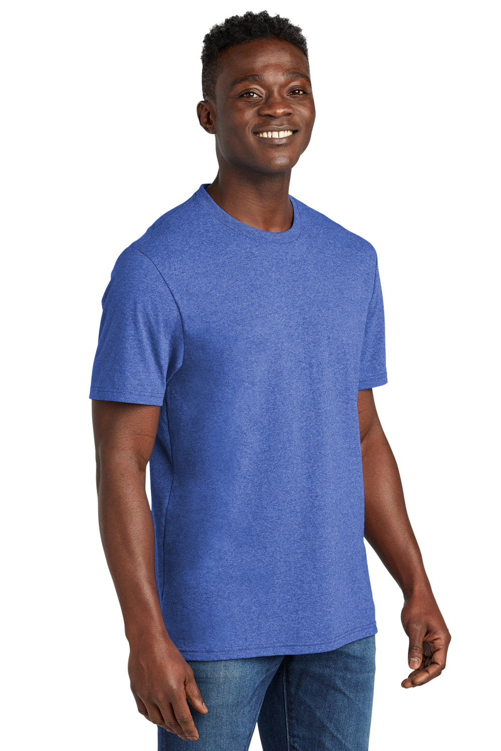 Allmade AL2300 Mens Recycled Short Sleeve Crewneck T-Shirt Heather Royal Blue Model 3Q