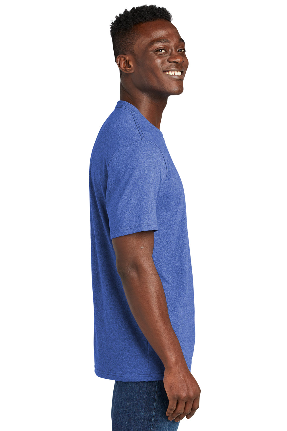 Allmade AL2300 Mens Recycled Short Sleeve Crewneck T-Shirt Heather Royal Blue Model Side