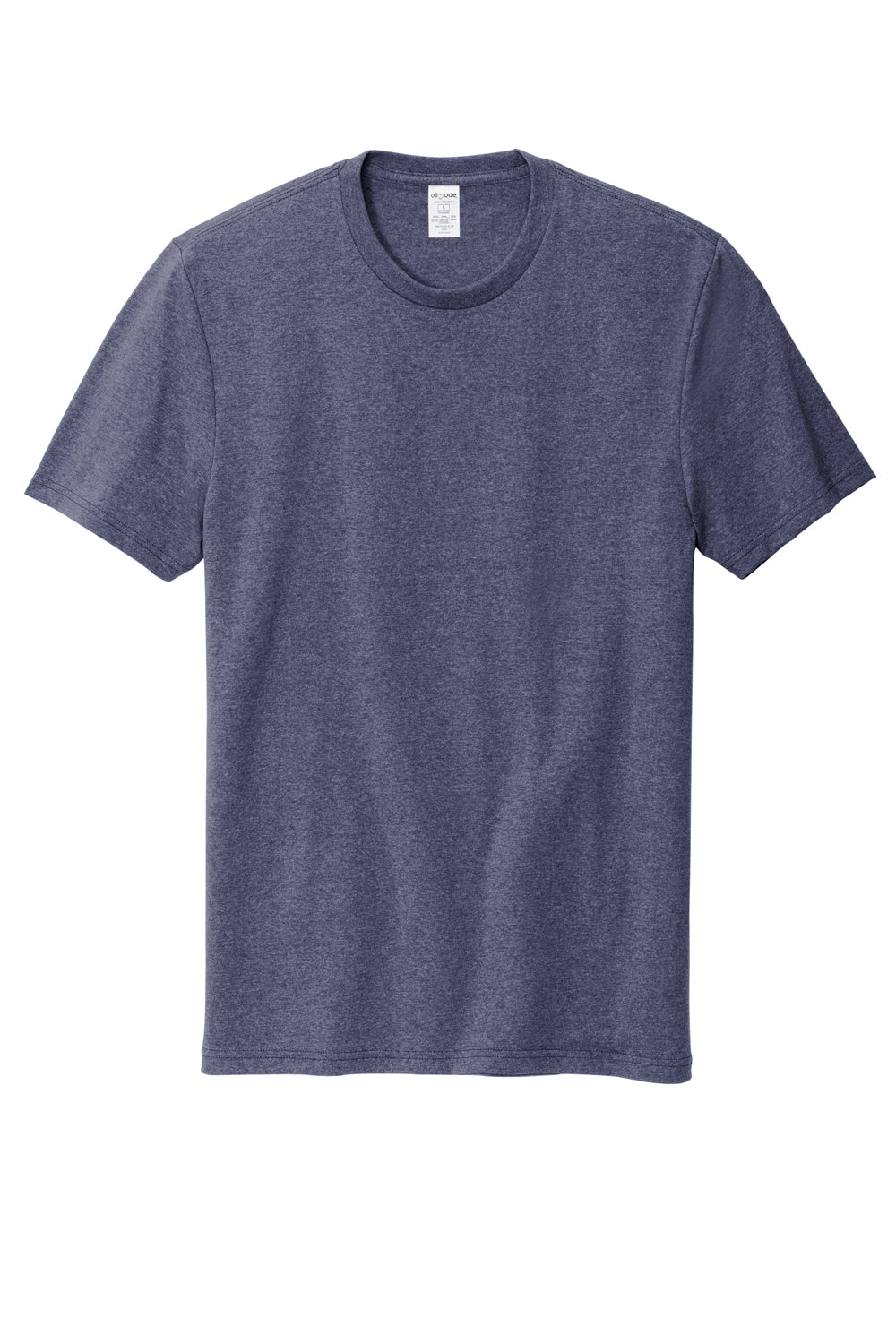 Allmade AL2300 Mens Recycled Short Sleeve Crewneck T-Shirt Heather Navy Blue Flat Front