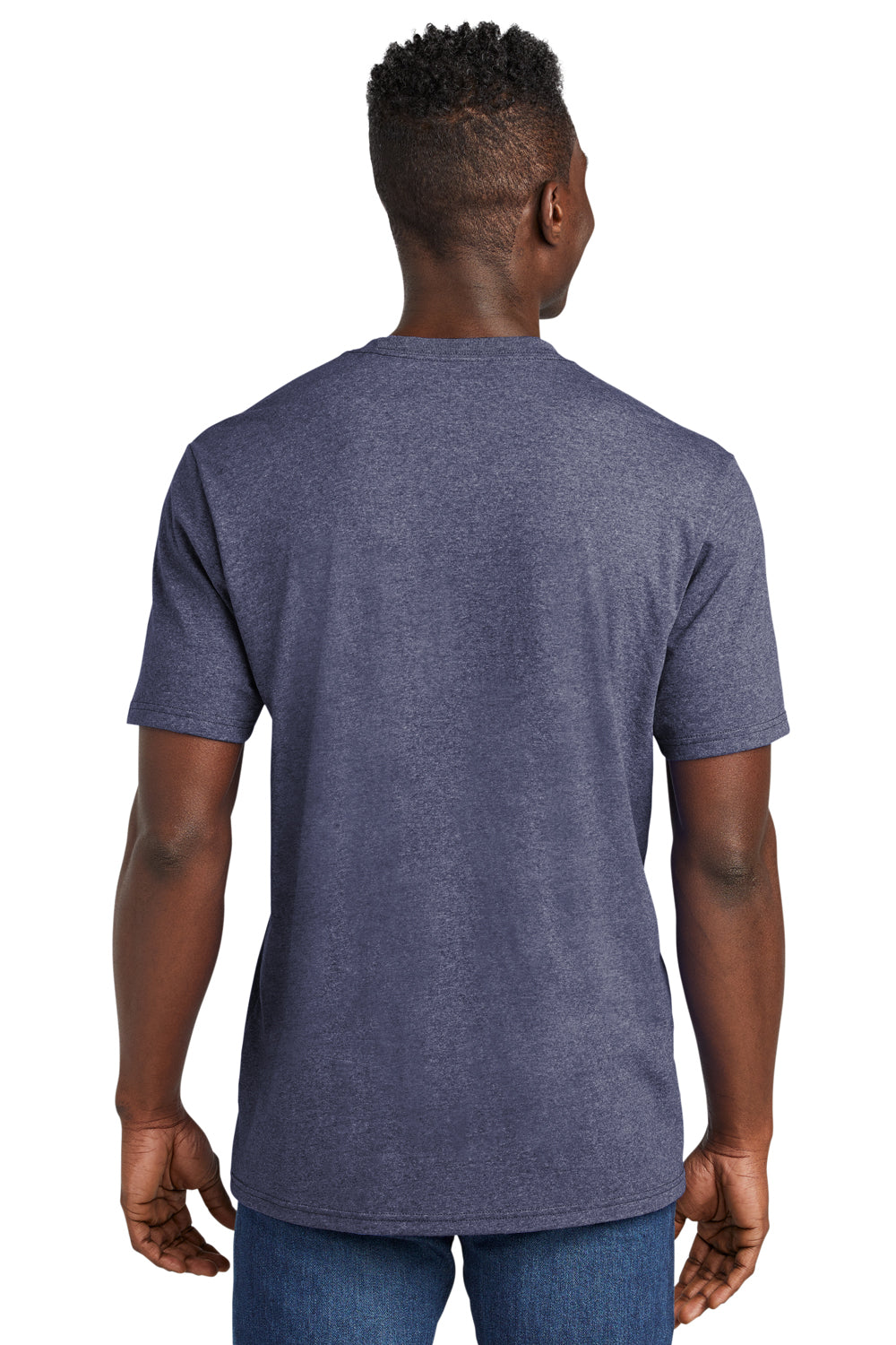 Allmade AL2300 Mens Recycled Short Sleeve Crewneck T-Shirt Heather Navy Blue Model Back