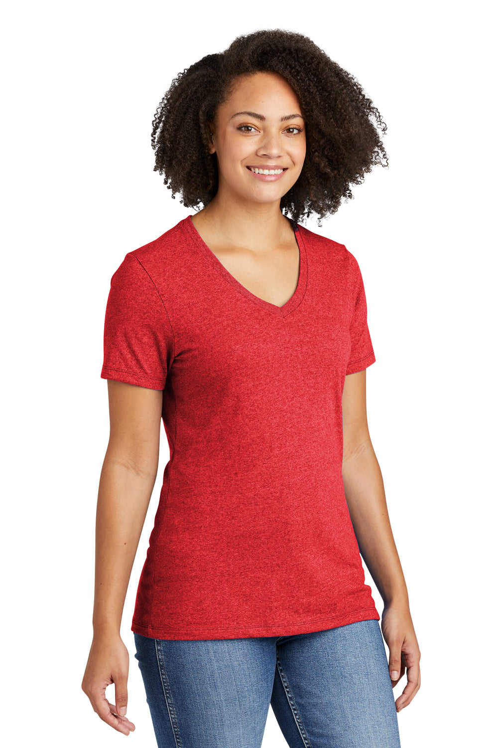 Allmade AL2303 Womens Recycled Short Sleeve V-Neck T-Shirt Heather Red Model 3Q