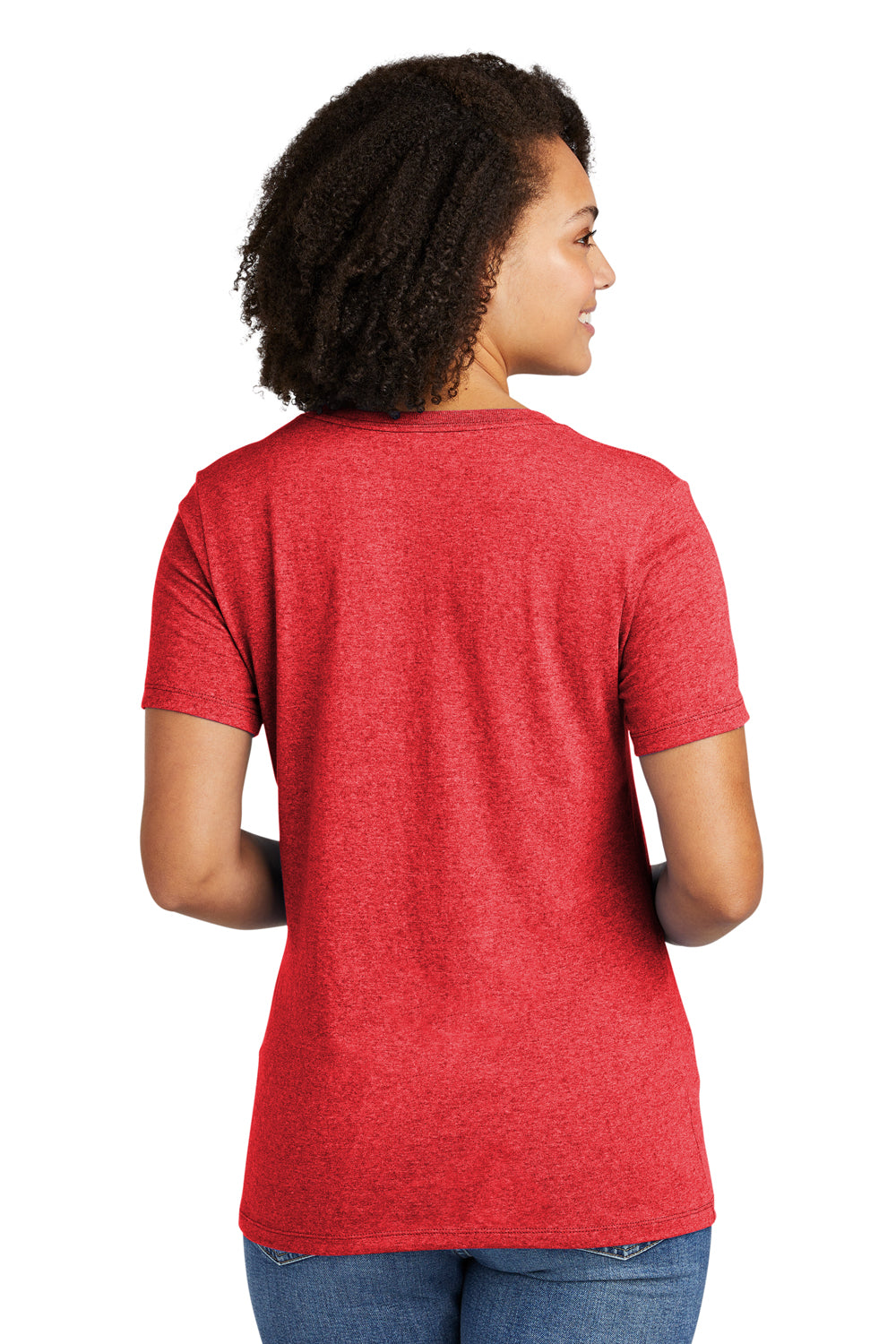 Allmade AL2303 Womens Recycled Short Sleeve V-Neck T-Shirt Heather Red Model Back