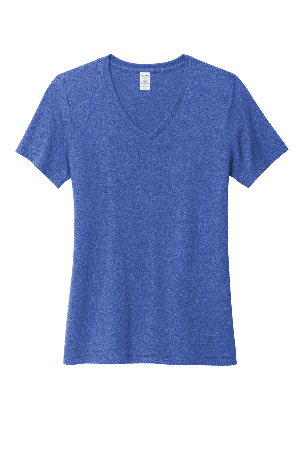 Allmade AL2303 Womens Recycled Short Sleeve V-Neck T-Shirt Heather Royal Blue Flat Front