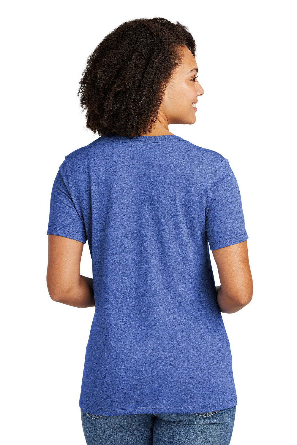 Allmade AL2303 Womens Recycled Short Sleeve V-Neck T-Shirt Heather Royal Blue Model Back